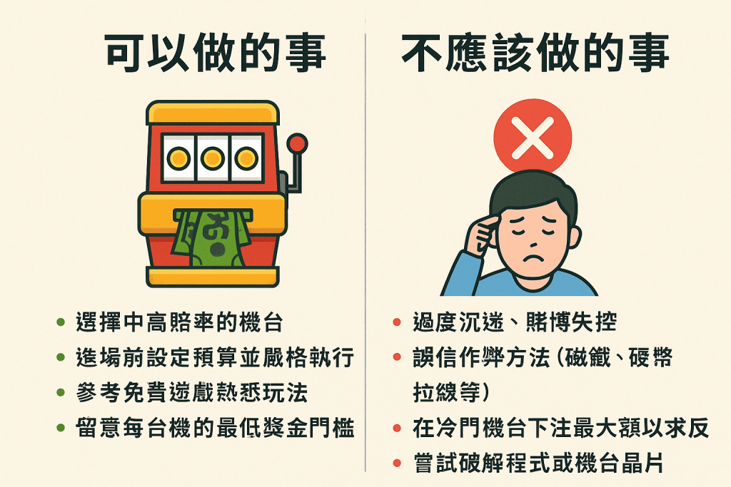 老虎機技巧與錯誤行為對照圖