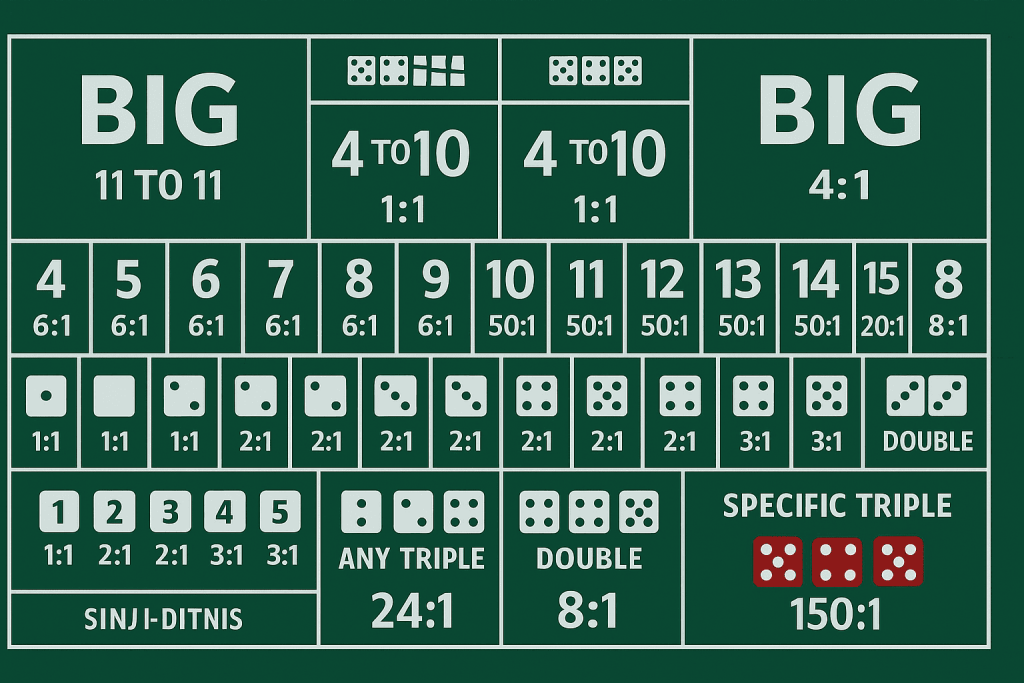 骰寶下注玩法示意圖