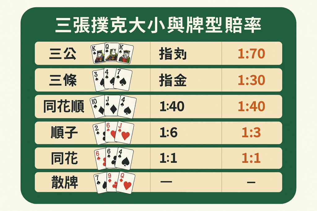 三張撲克大小比較圖